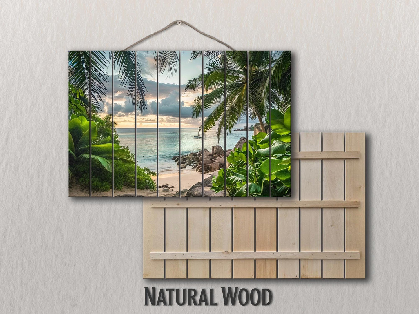 Tropical Landscape Print on Wood, Tropical Wooden Wall Art, Palm Trees Wood Print, Resort Island Wall Art, Tropical Beach, Wood Wall Art