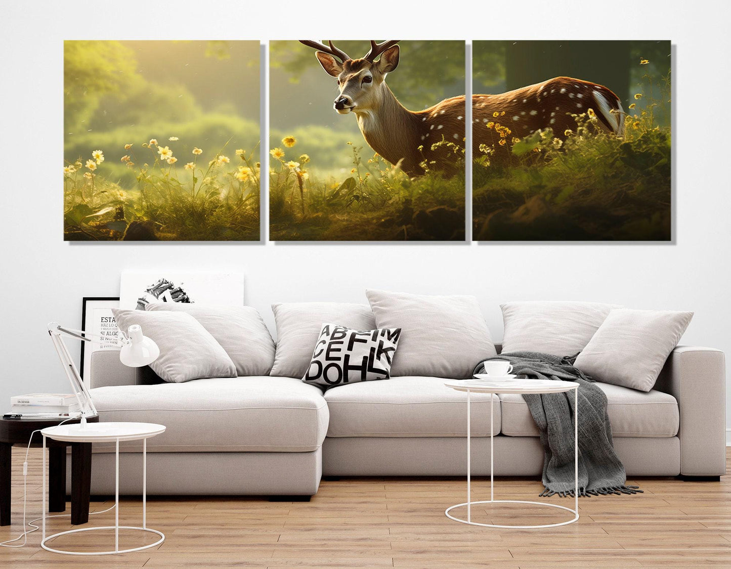 Deer Wall Art – Abstract Summer Forest Canvas Print | Framed & Ready to Hang