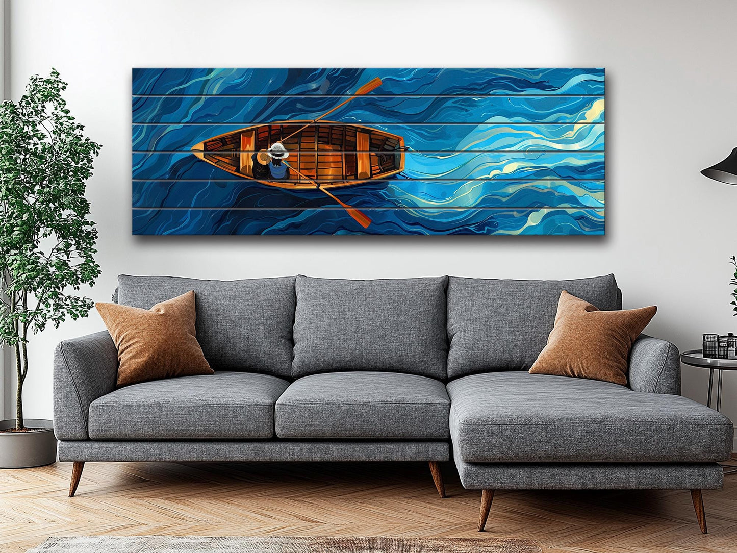 Wood Wall Art - Colorful Couple Print on Natural Wood Planks | Ready to Hang