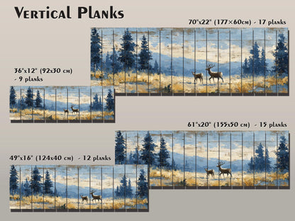 Deer Wood Art – Rustic Cabin Decor | Handcrafted Natural Wood Print with Meadow Deer Painting