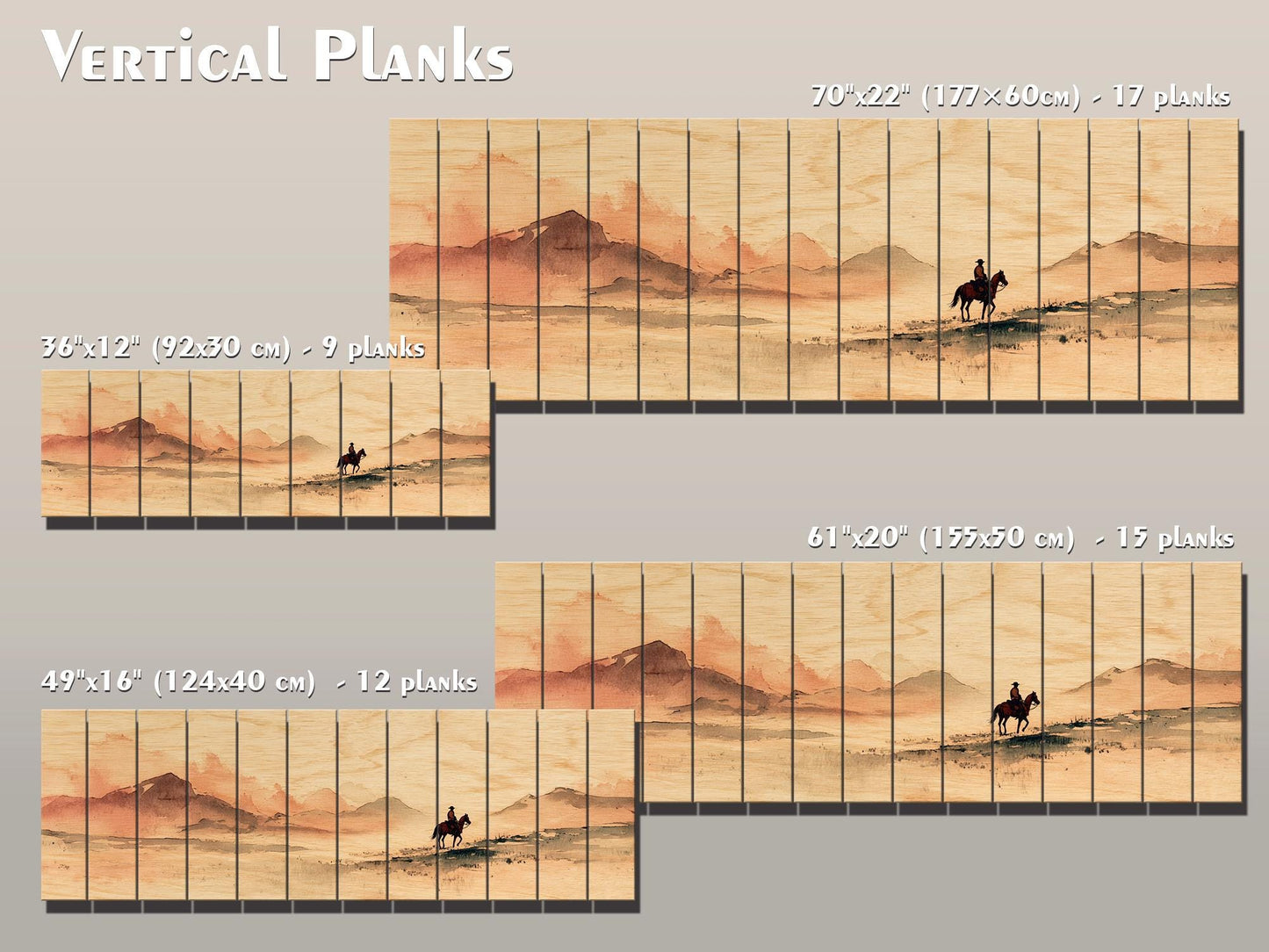 Cowboy Wall Art – Lone Cowboy Print on Wood | Rustic Western Wood Decor