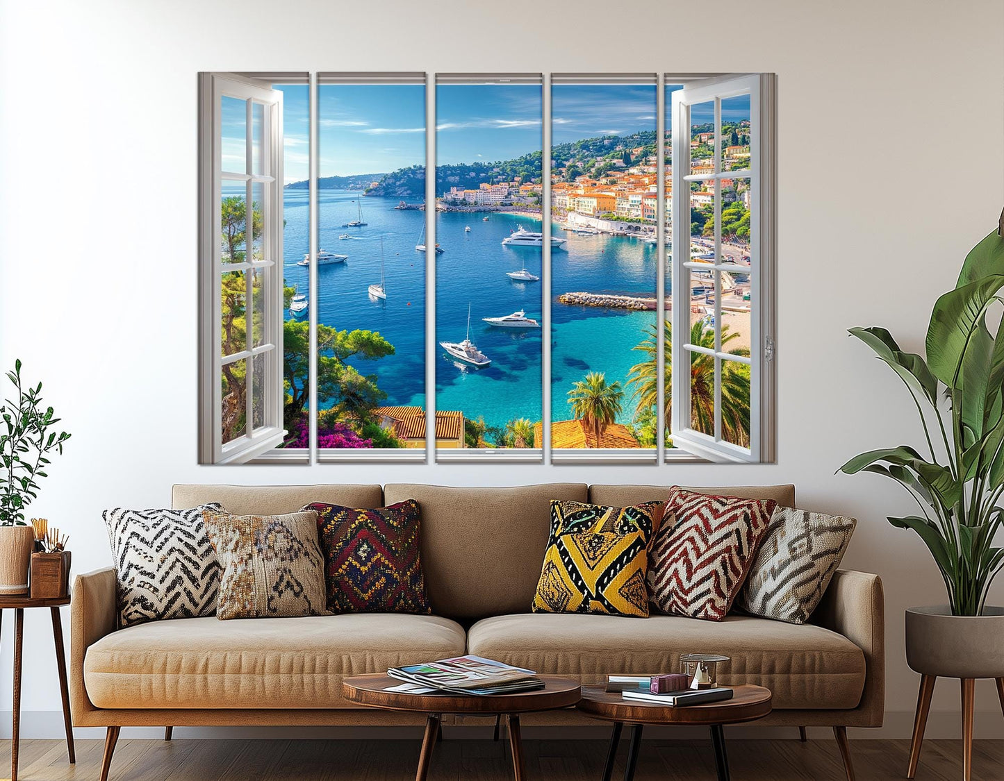 French Riviera Canvas Print - Open Window Scenic Cote d'Azur Wall Art, Ready to Hang