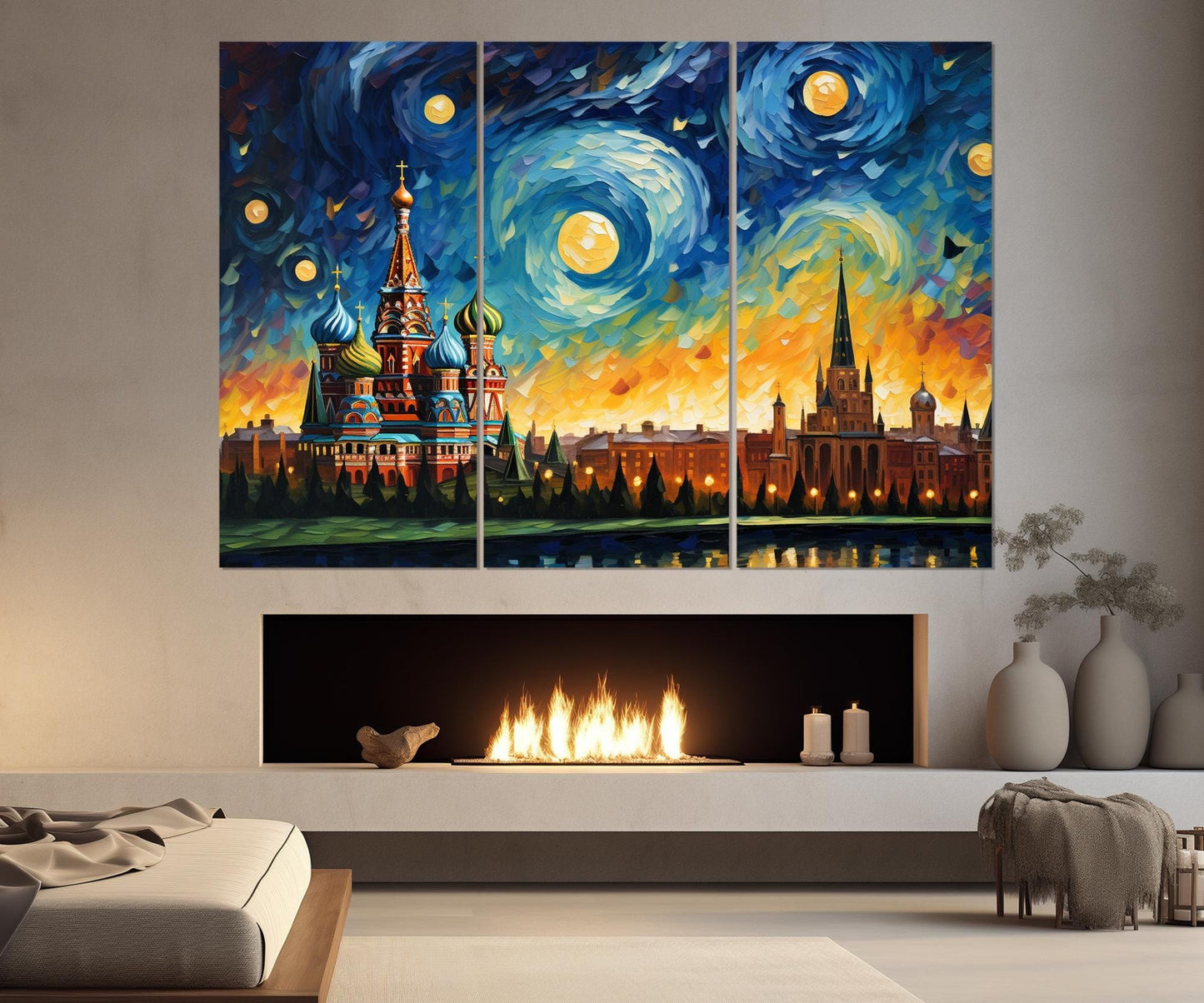 Moscow Canvas Print – Abstract City Skyline Art | Framed Cotton Gallery Wrapped Wall Art