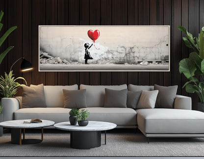 Banksy Style Canvas – Balloon Girl Print | Framed Canvas Art, Ready to Hang
