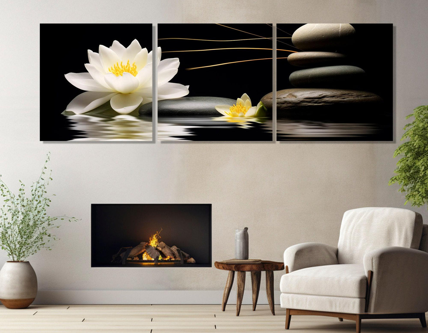 White Lily Canvas Print – Spa Wall Art | Framed Floral Painting, Ready to Hang
