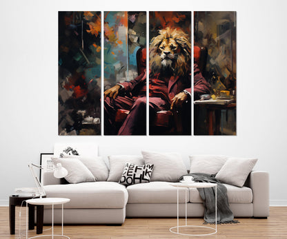 Lion In A Suit Canvas | Boss Office Decor - Framed Canvas Print Ready To Hang