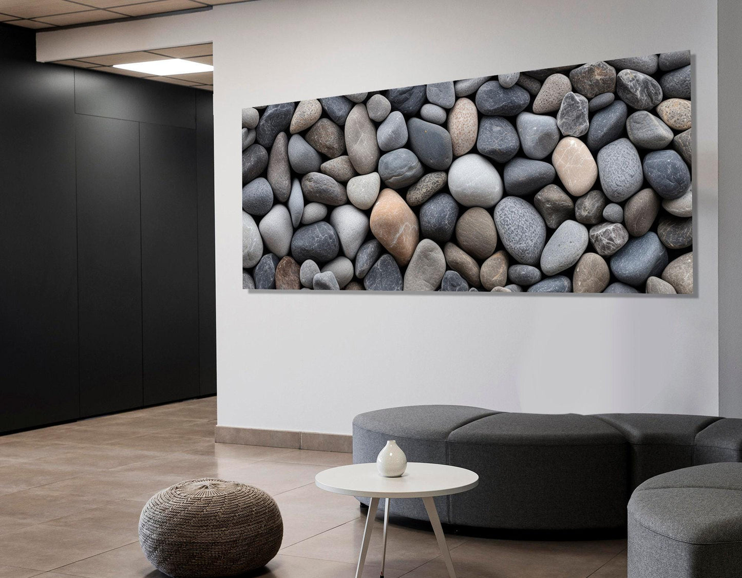 Beach Pebbles Canvas Print – Panoramic Wall Art | Modern Coastal Decor, Ready to Hang
