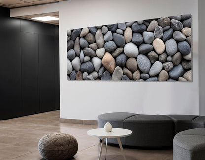 Beach Pebbles Canvas Print – Panoramic Wall Art | Modern Coastal Decor, Ready to Hang