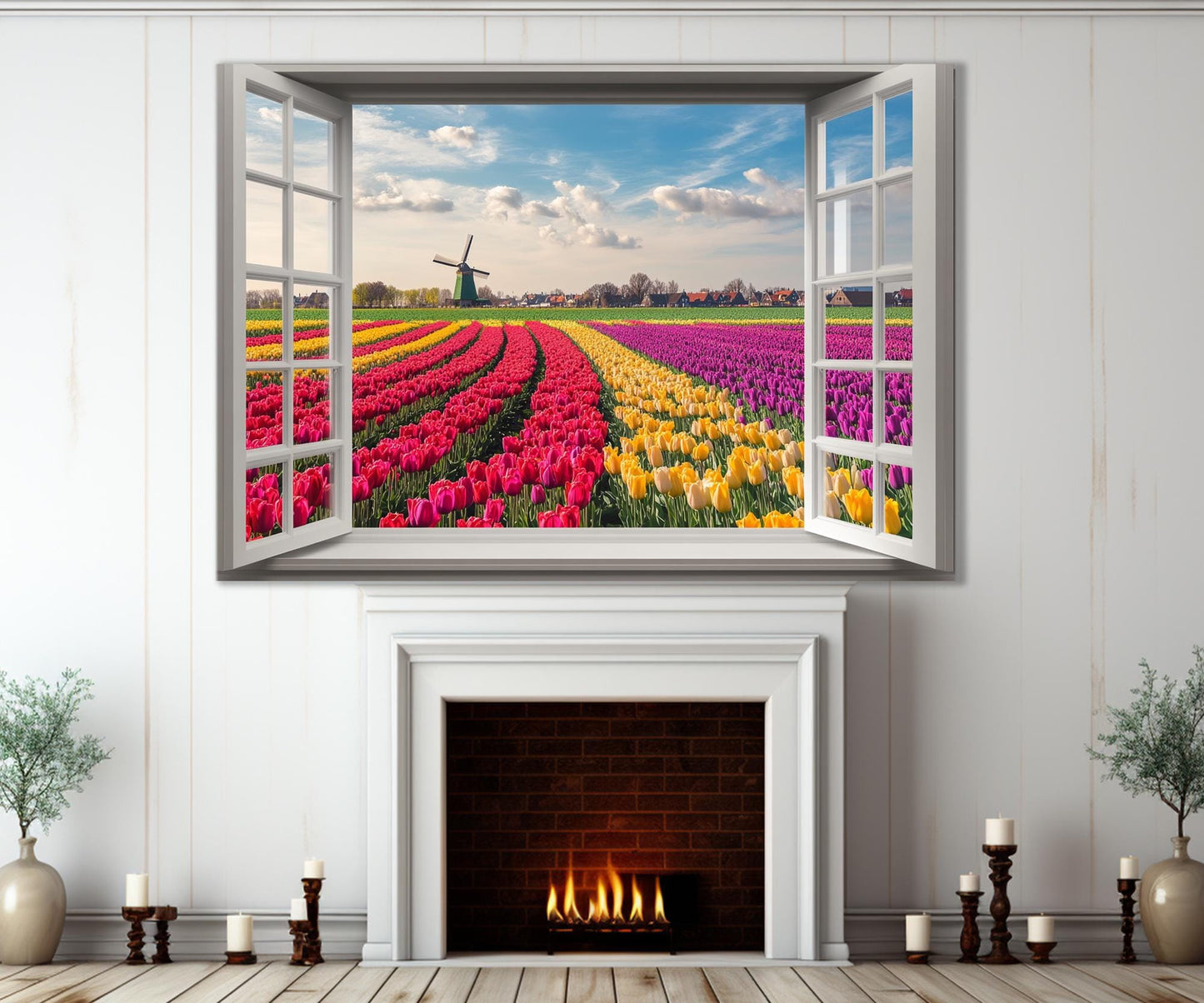 Tulip Field Canvas Print – Open Window Wall Art | Floral Wall Art, Framed & Ready to Hang