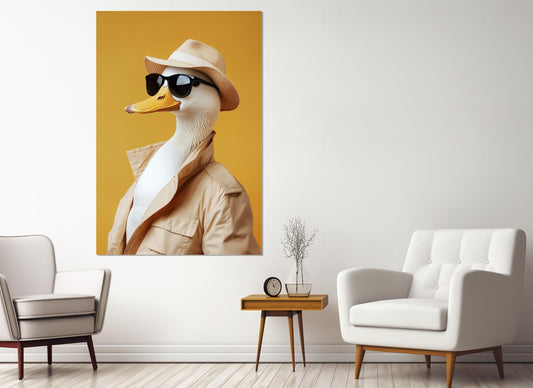 Duck Canvas Print – Cool Duck in Hat & Sunglasses | Framed Canvas Art, Ready to Hang