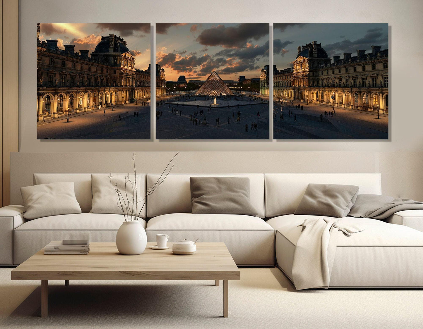 Louvre at Night Canvas – Paris Wall Art | Abstract Cotton Canvas Print, Framed & Ready to Hang