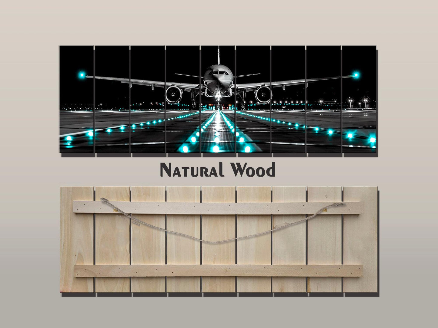 Wooden Wall Art – Scenic Airplane Wall Decor | Plane Panoramic Print on Wood