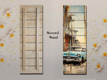 Vintage Cuba Print - Rustic Wood Wall Art on Natural Wooden Planks, Ready to Hang