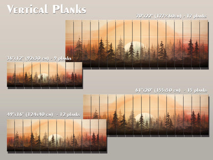 Retro Forest Print on Natural Wood – Vintage Nature Wall Art