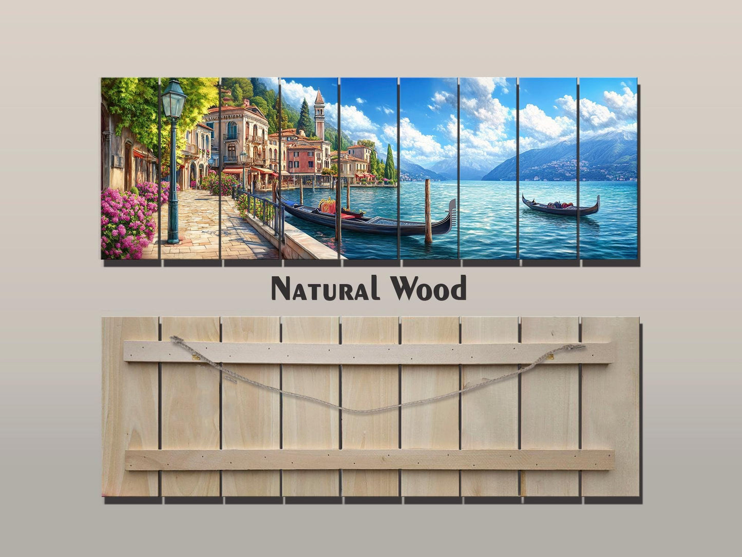 Lake Como In Italy Print On Natural Wood- Landscape Wall Art