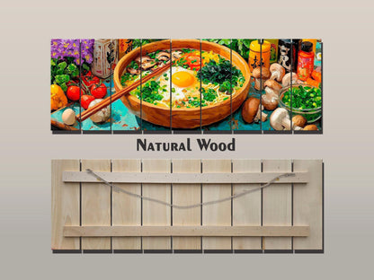 Ramen Wood Wall Art, Japanese Food Print on Wood, Asian Kitchen Decor