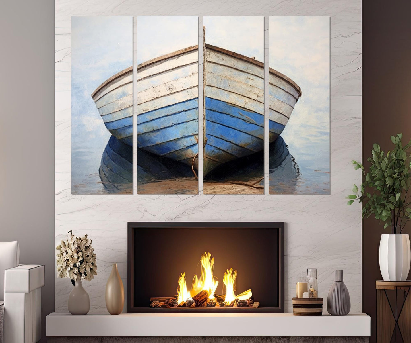 Old Fishing Boat Canvas – Vintage Boat Print | Framed Canvas Print Ready to Hang
