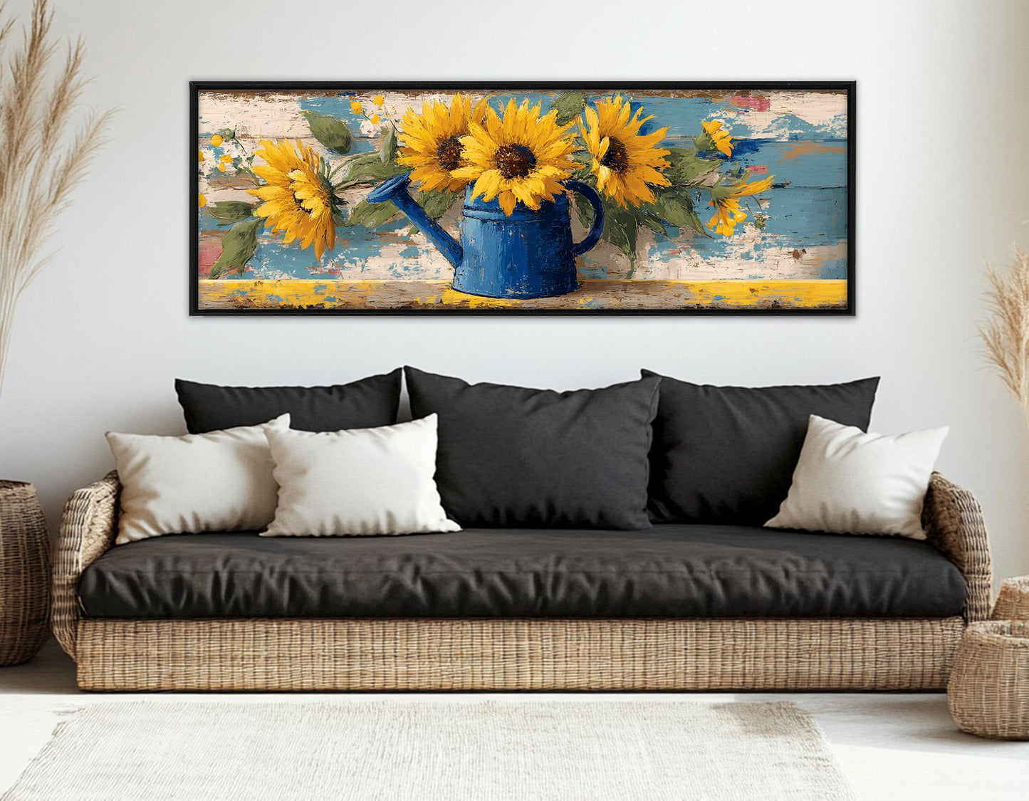 Sunflowers Canvas Print – Rustic Flower Art | Framed Wall Art, Ready to Hang