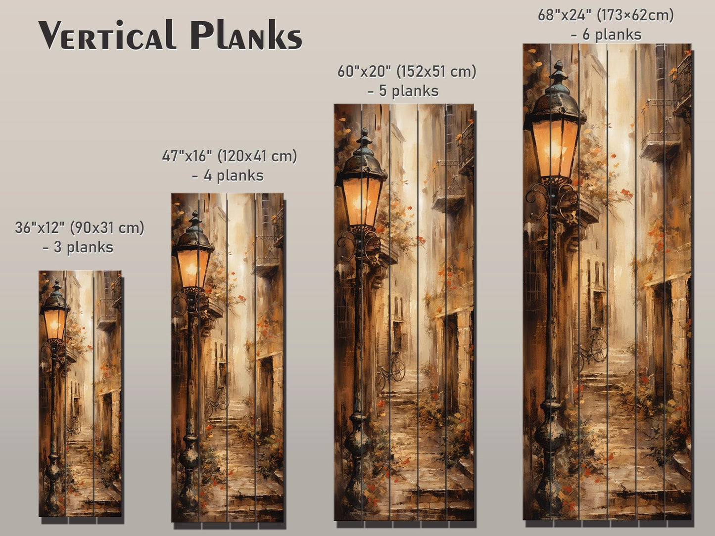 Vintage Street Wall Art – Old European Alleyway Printed on Natural Wood Panel