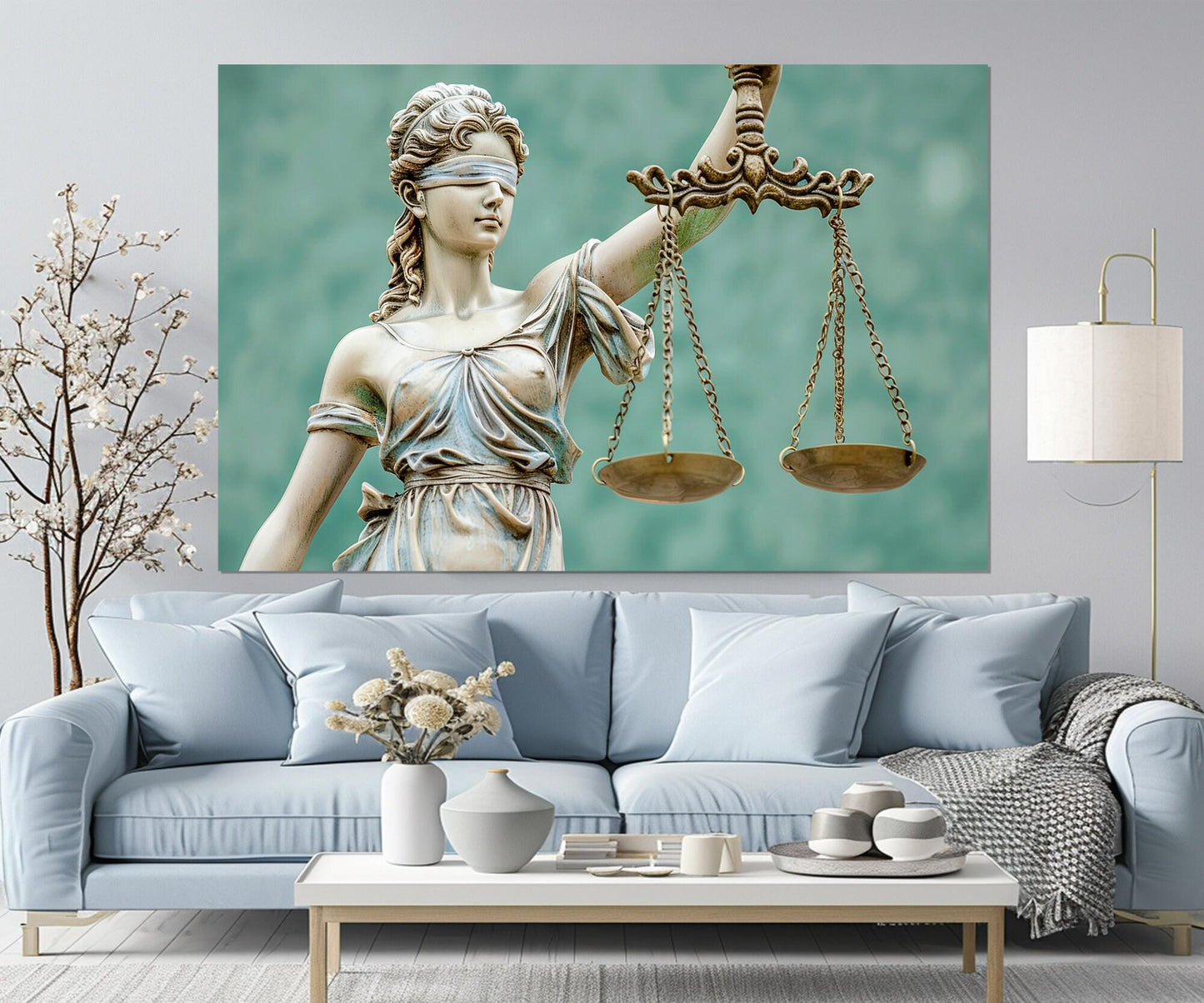 Lawyer Office Wall Decor – Lady Justice Canvas Print | Framed Ready to Hang Art