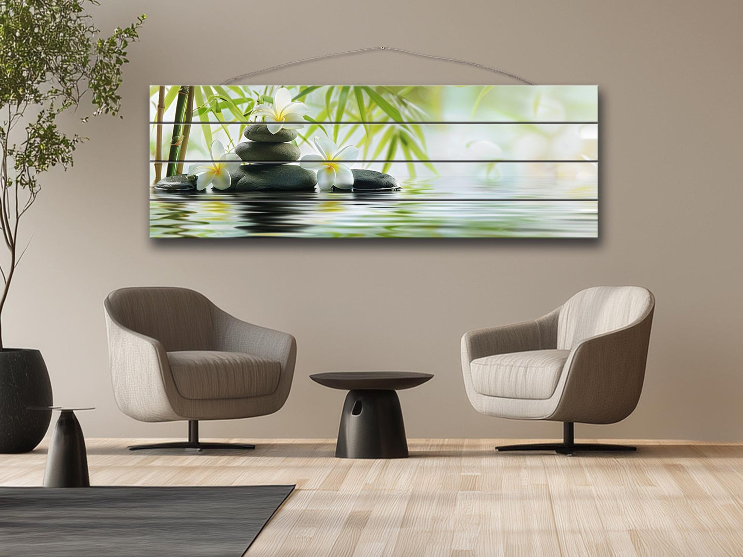 Bamboo Spa Wall Art – Natural Wood Decor | Calming Zen Wall Hanging Print