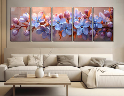 Lilac Canvas Art – Floral Wall Decor | Large Bedroom Panoramic Print, Ready to Hang