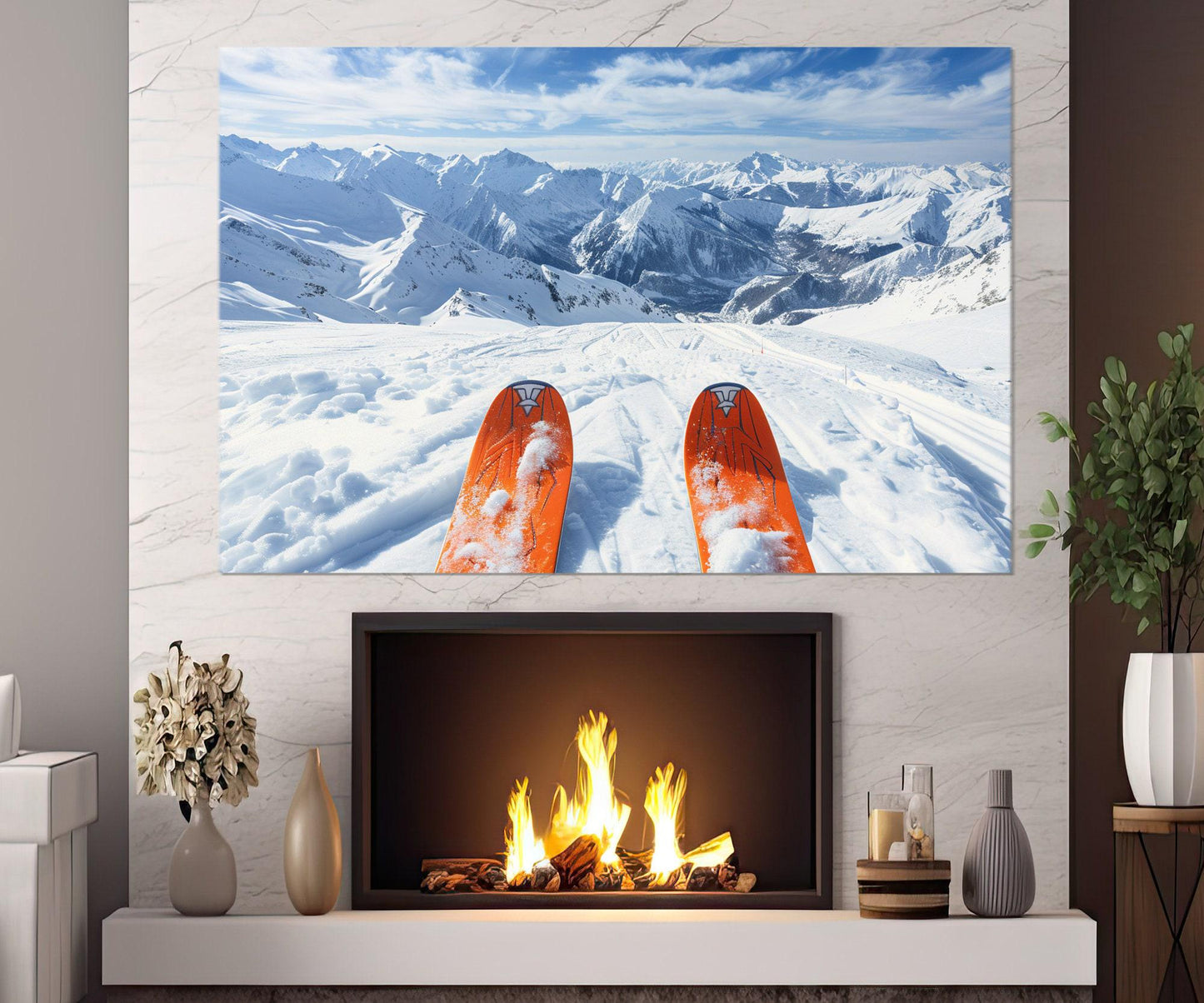 Skiing Wall Art - POV Ski Riding Canvas Print | Framed Ski Instructor Gift