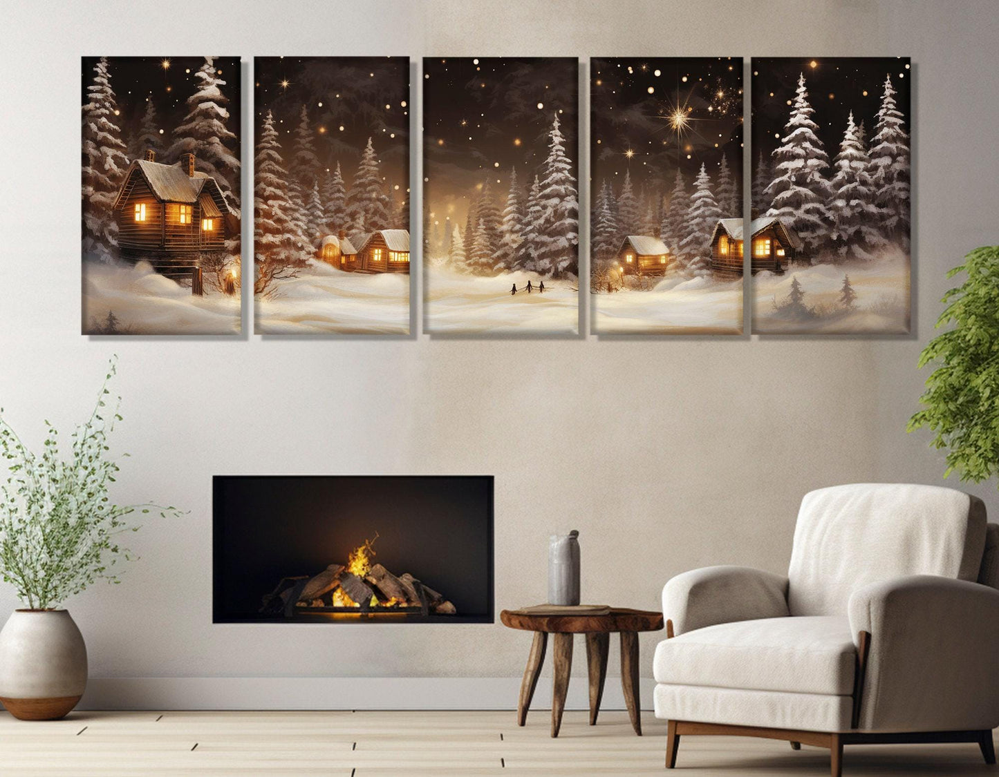 Winter Village Canvas Print – Framed Winter Canvas | Christmas Wall Art Decor