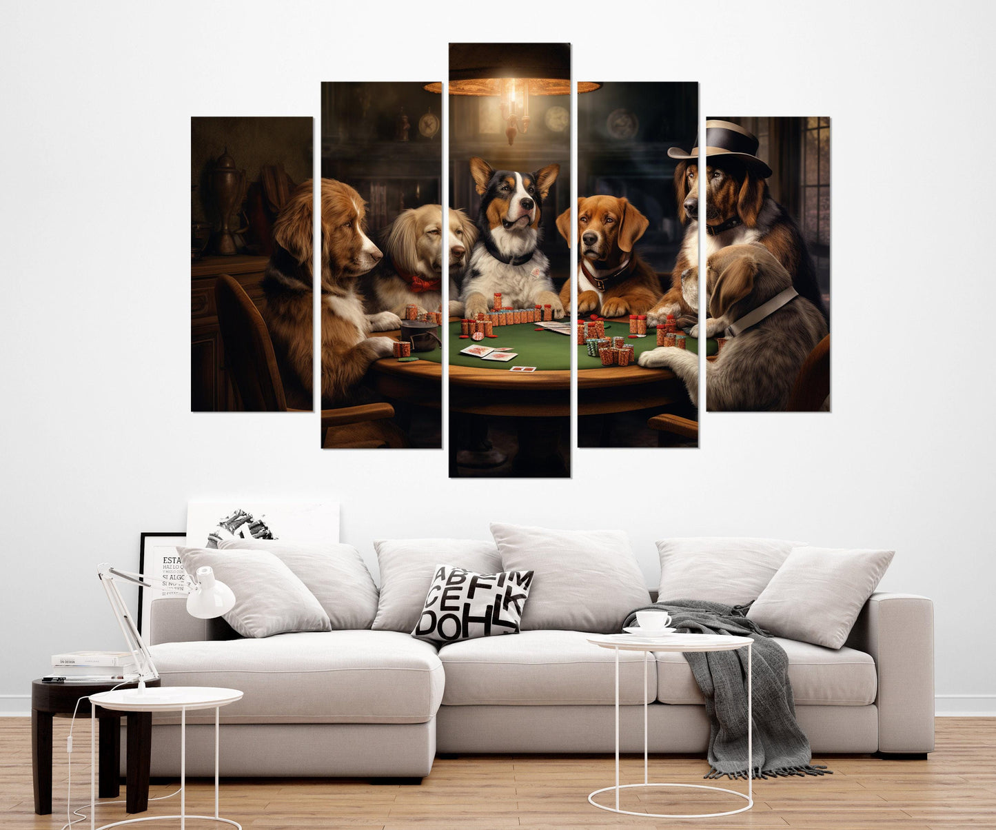 Dogs Playing Poker Canvas - Abstract Poker Wall Art | Framed & Ready to Hang