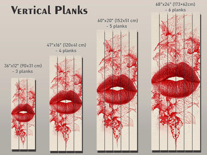 Red Lips Wall Art – Romantic Wall Decor | Modern Passion Art On Wood