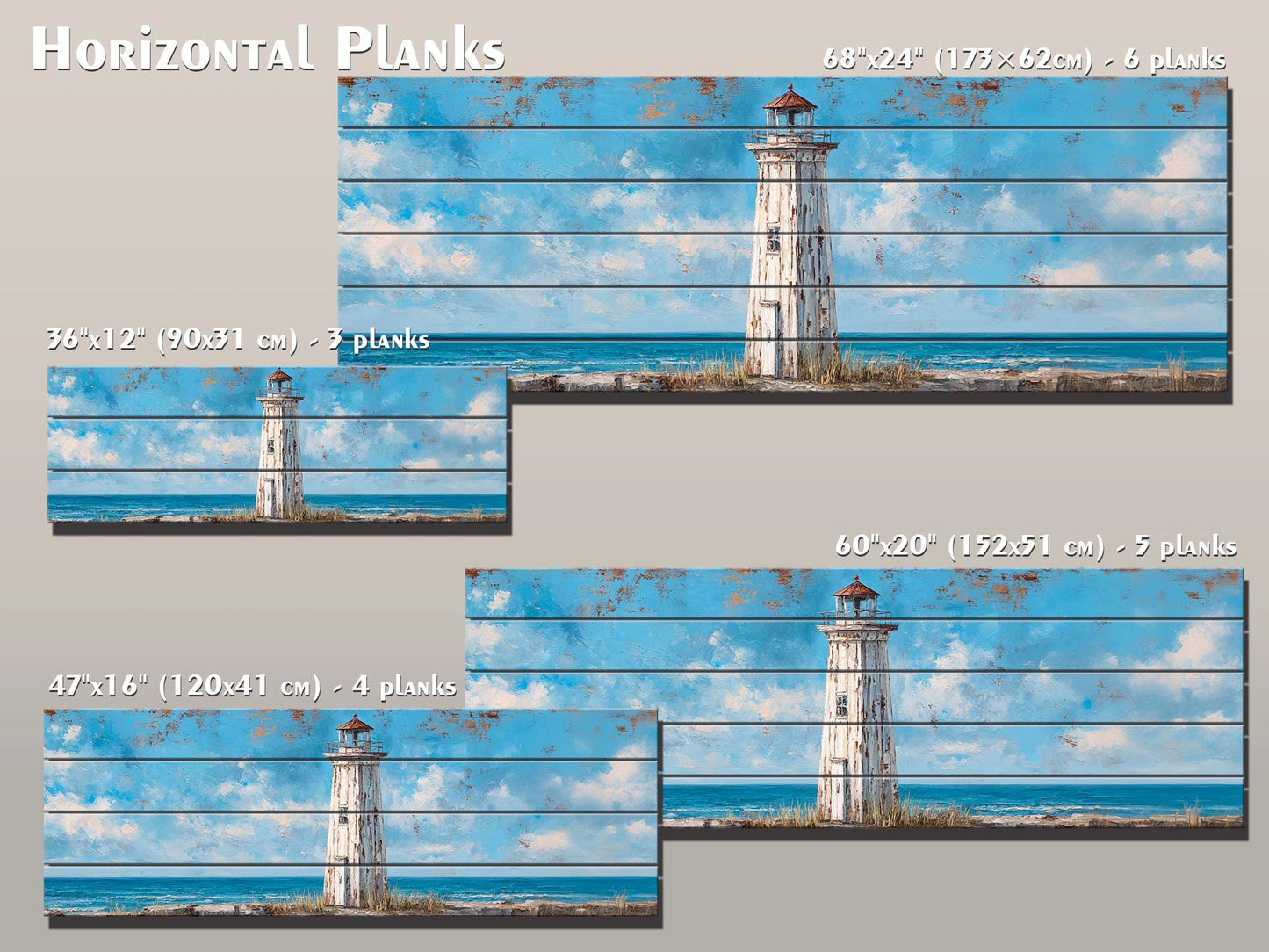 Lighthouse Print Wood – Coastal Wall Art | Rustic Nautical Decor, Serene Seaside Painting