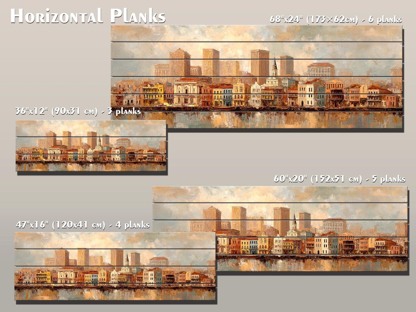 French Quarter Wood Print – New Orleans Rustic Wood Decor Beige Wall Art