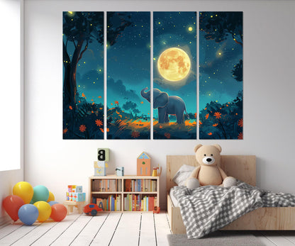 Elephant Nursery Wall Art – Small Elephant Canvas Print | Framed Forest Animal Decor