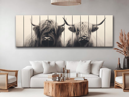 Highland Cows Wall Art – Handcrafted Wood Wall Decor | Rustic Farmhouse Print