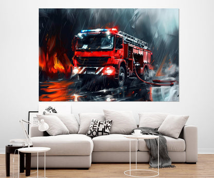 Fire Truck Canvas Print – Framed Fire Truck Art | Ready to Hang Gallery Wrapped Canvas
