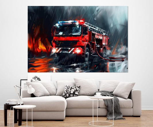 Fire Truck Canvas Print – Framed Fire Truck Art | Ready to Hang Gallery Wrapped Canvas