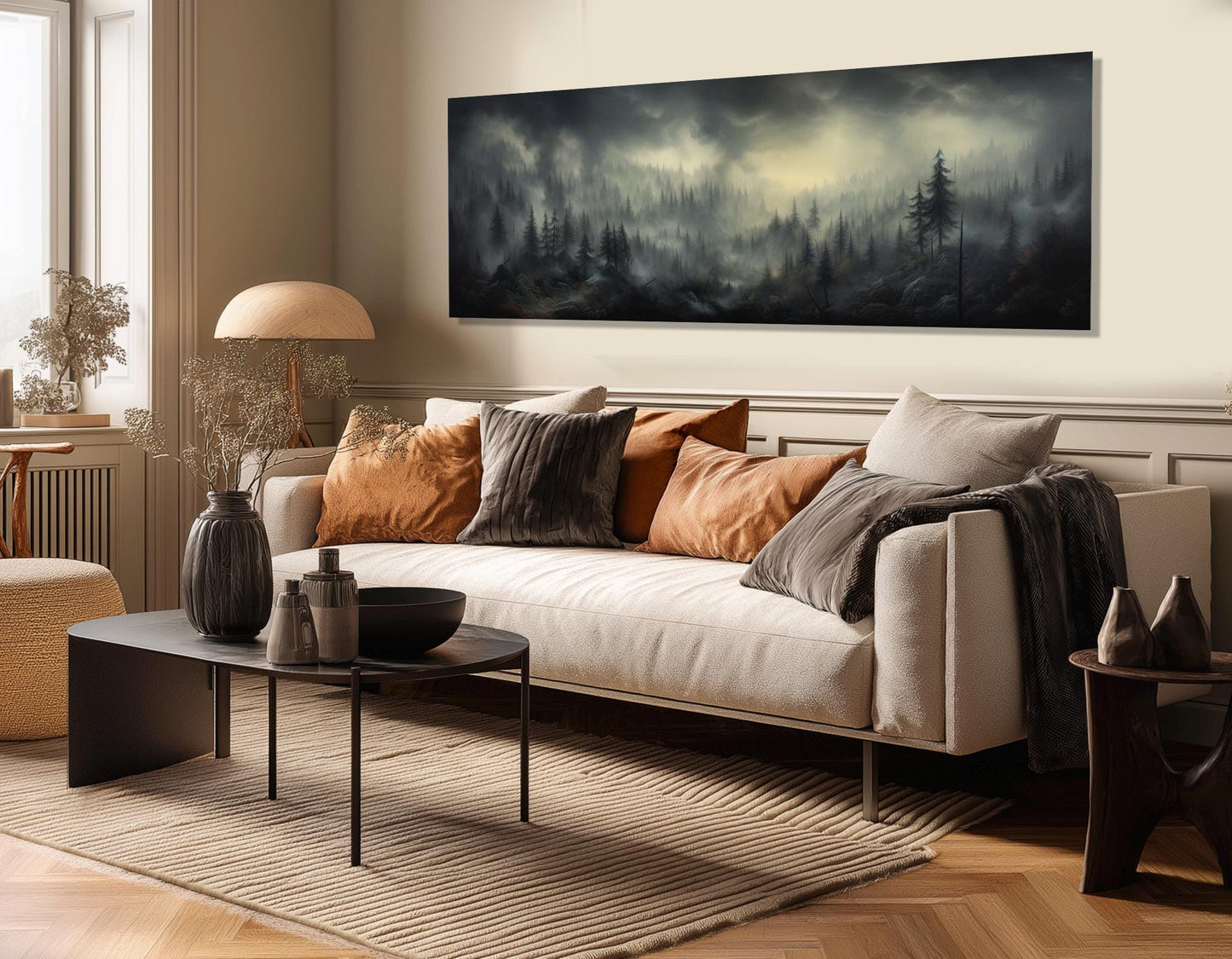 Misty Forest Canvas Print - Foggy Pine Wall Art | Framed & Ready to Hang