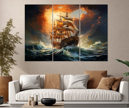 Sailboat Canvas Print – Scenic Sailing Painting | Framed Canvas Art, Ready to Hang