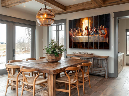 Last Supper Wood Art – Rustic Christian Wall Art Printed on Wood Planks
