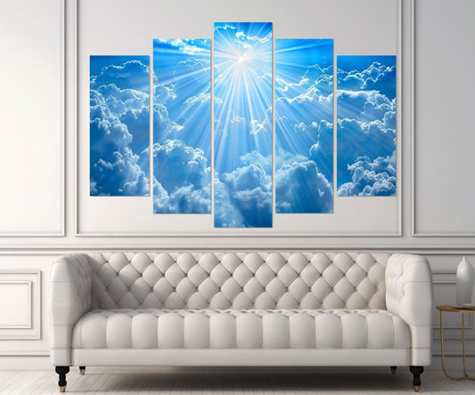 Sky Canvas Print – Heavenly Light Beams on Cotton Canvas, Ready to Hang Art