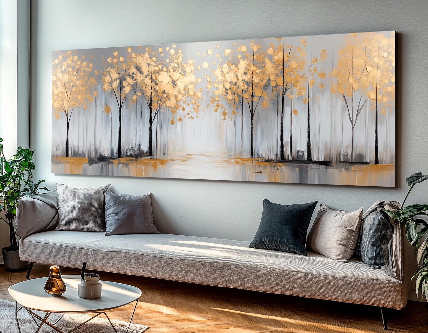 Golden Leaves Canvas | Luxury Autumn Wall Art on Gallery Wrapped Cotton Print