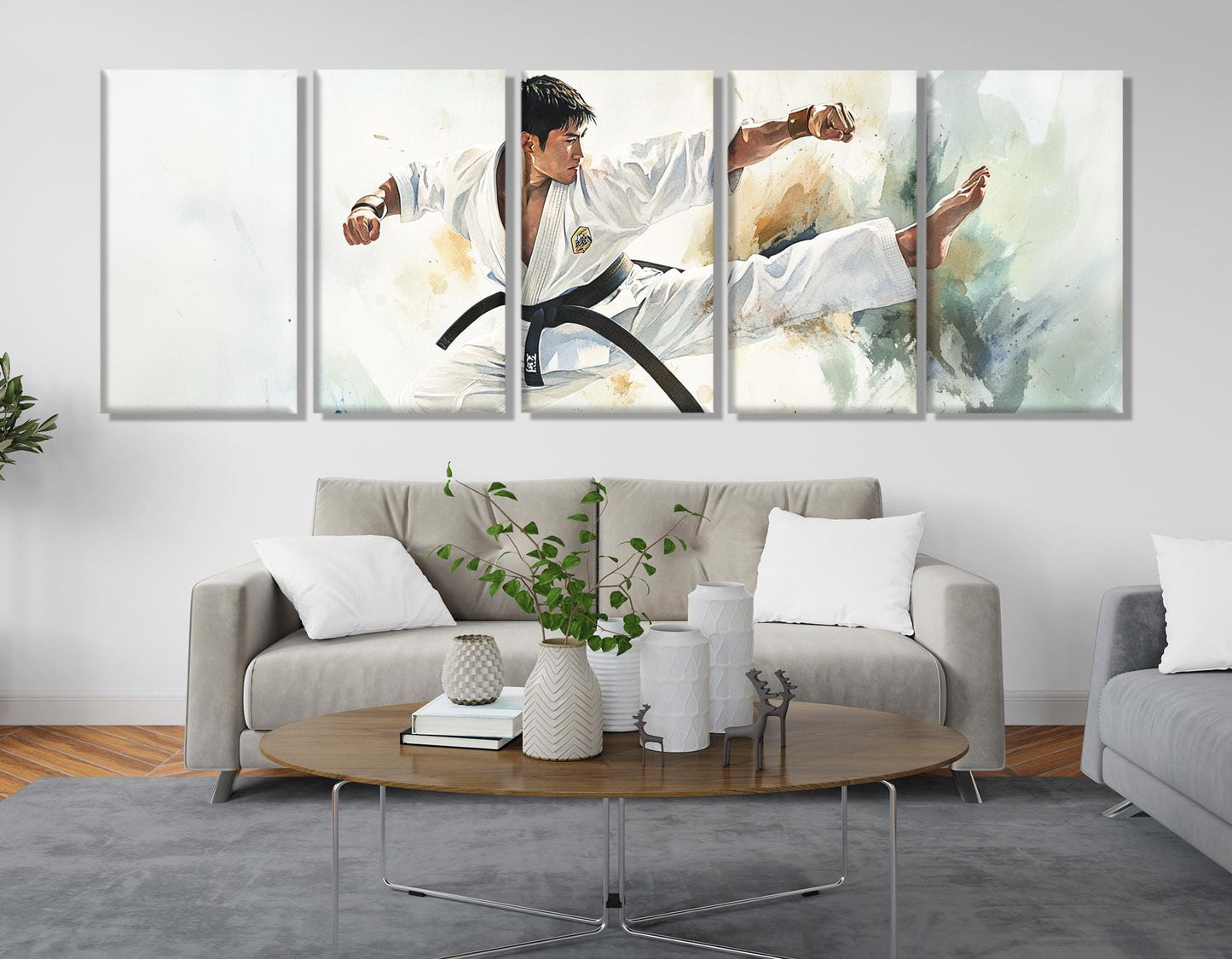 Jiu-Jitsu Watercolor Painting - Framed Cotton Canvas Print | Ready to Hang Wall Art