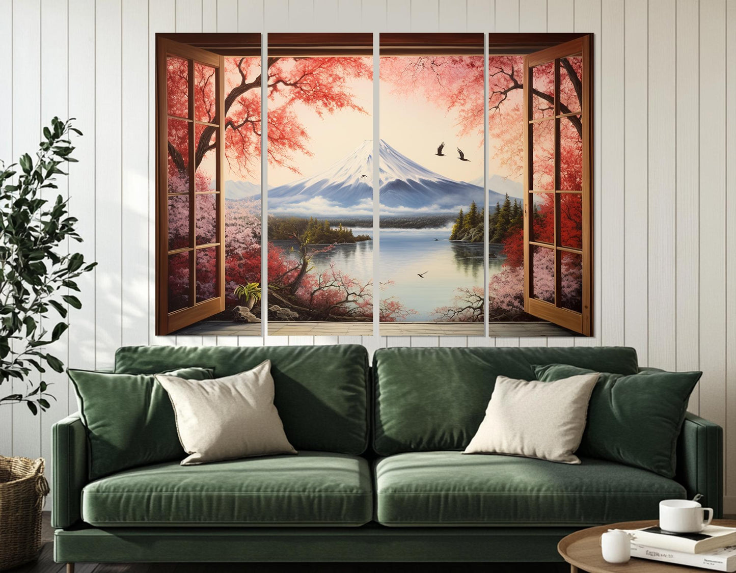 Mount Fuji Canvas Print – Japanese Landscape Art with Sakura Blossom | Ready to Hang