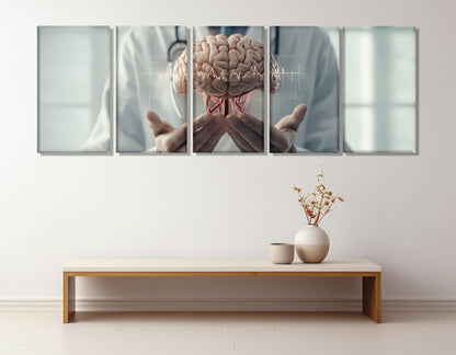 Human Brain Canvas Print – Framed Gallery Wrapped Art for Psychologist Office Decor
