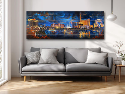 Las Vegas Wood Print - Rustic Natural Wood Wall Art | UV Printed Plank Artwork
