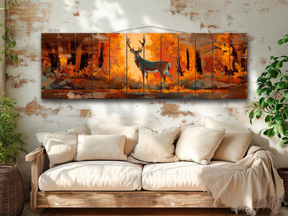 Deer Wall Art - Rustic Wood Print | Autumn Deer Print on Wood | Cabin Decor