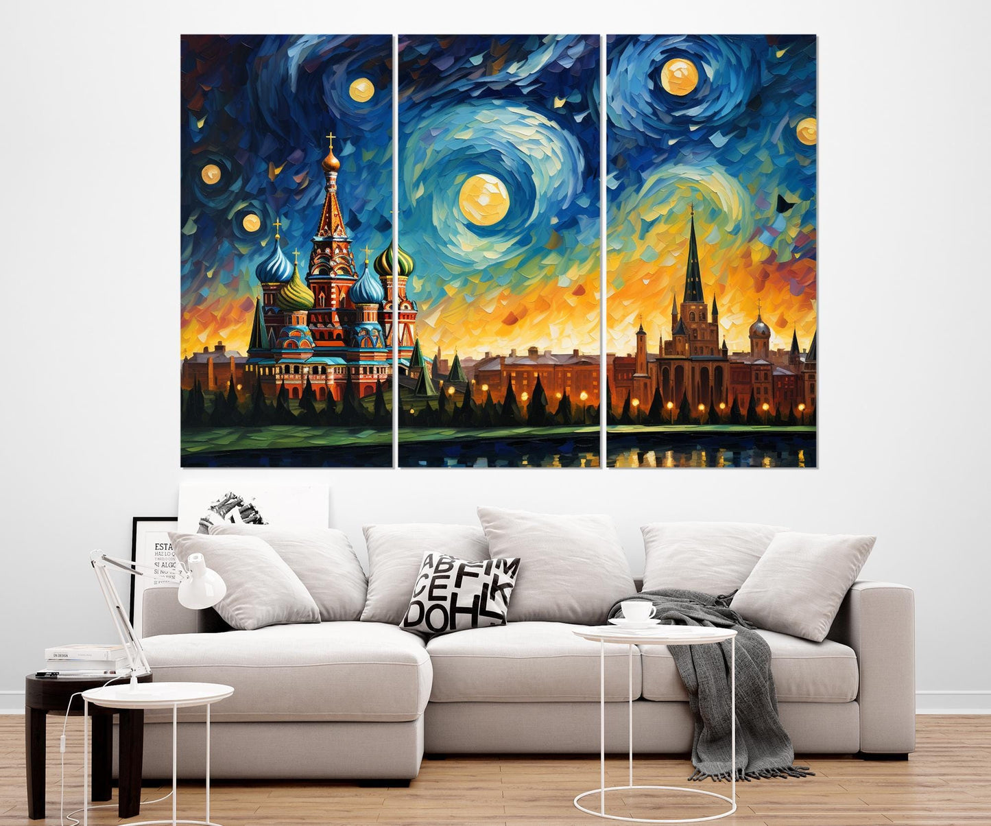 Moscow Canvas Print – Abstract City Skyline Art | Framed Cotton Gallery Wrapped Wall Art