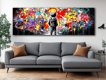 Wood Wall Art - Banksy Style Print on Wood | Urban Street Art Graffiti Decor