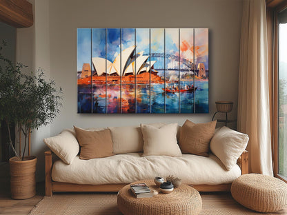 Sydney Opera House Wall Art – Rustic Wood Wall Decor with Unique Grain Print
