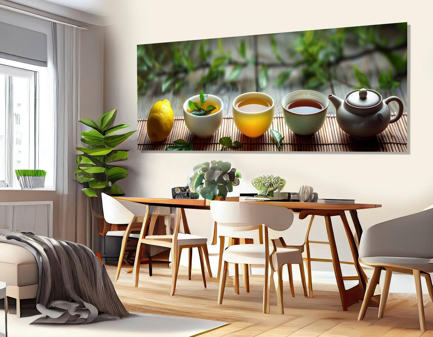 Large Tea Canvas Print, Kitchen Wall Art, Tea Ceremony Painting, Kitchen Wall Decor, Tea Wall Art, Tea Lover Gift, Framed and Ready to Hang
